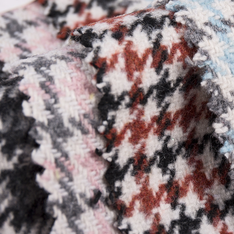Houndstooth الاختيار منقوشة متعدد الألوان المنسوجة النسيج للملابس 1702/1822/2052