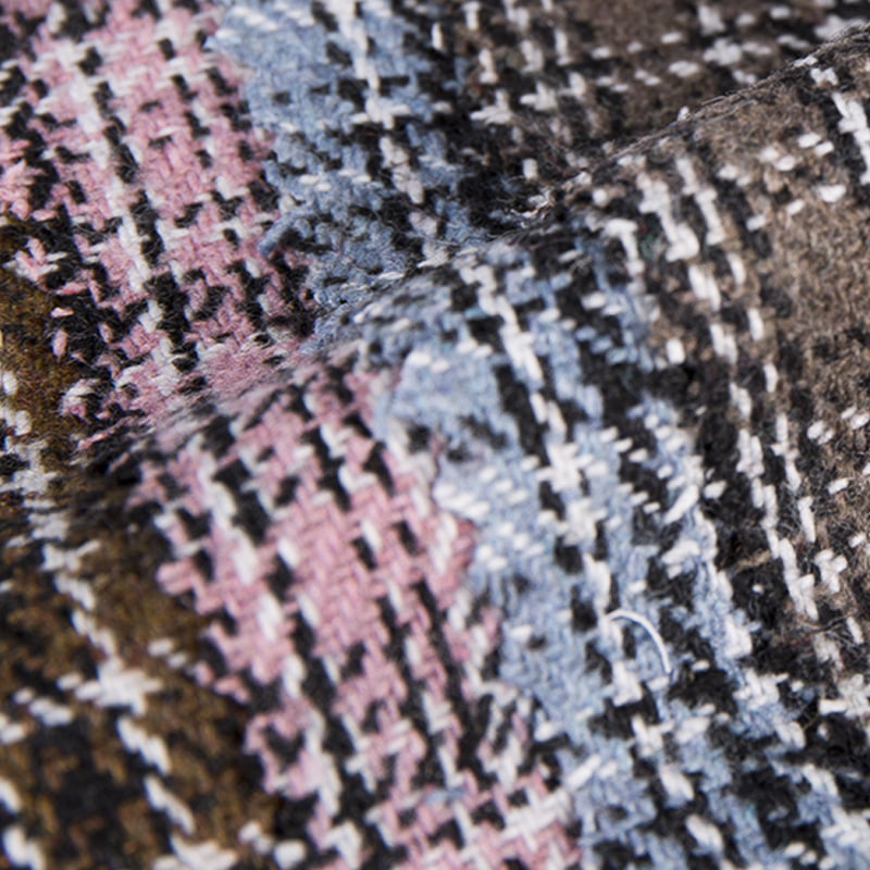 خطوط سوداء مربعة من قماش التويد المنقوش 2134