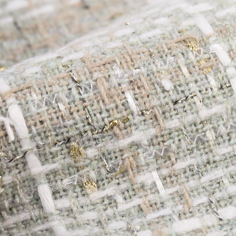 شانيل تحقق قماش تويد ذهبي وفضي معدني للمعاطف 3219