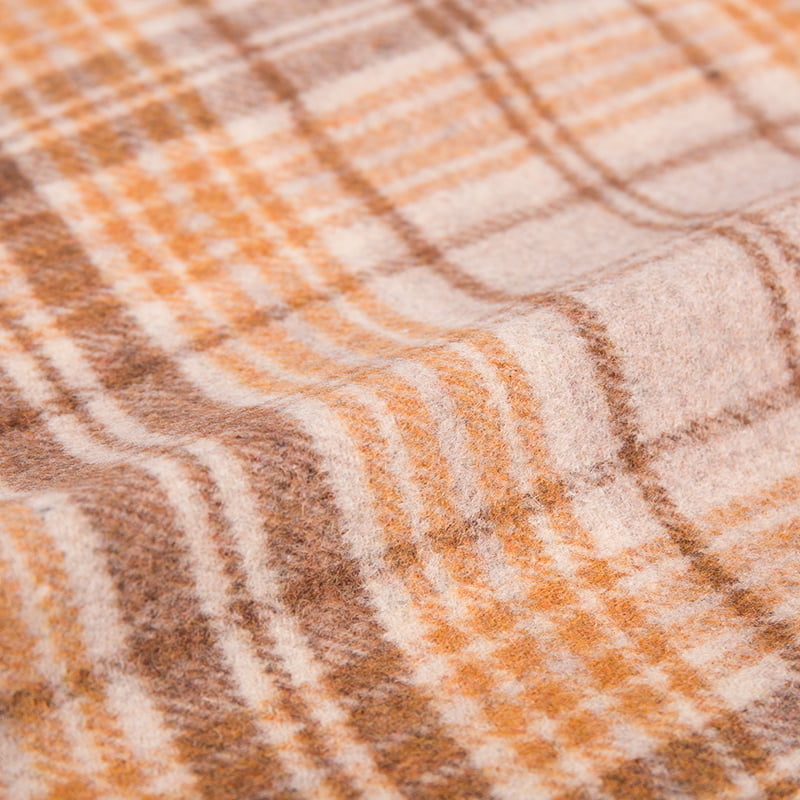 وجه مزدوج سميك Houndstooth منقوش نسيج الصوف البني الأصفر ZZH24017