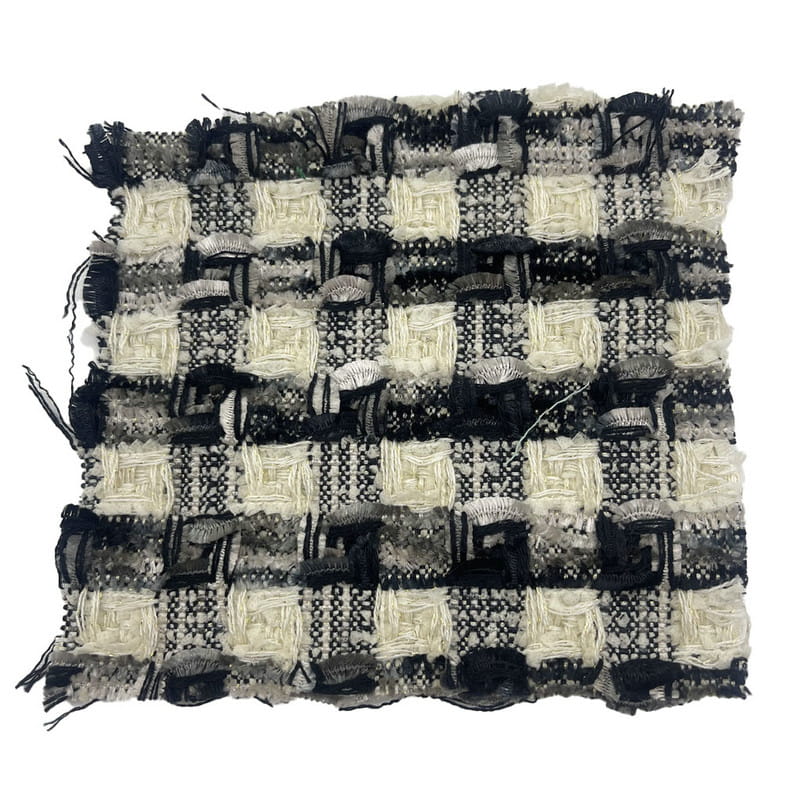 أقمشة تويد منسوجة فاخرة ذات ملمس ناعم أسود ورمادي للمعاطف 22042