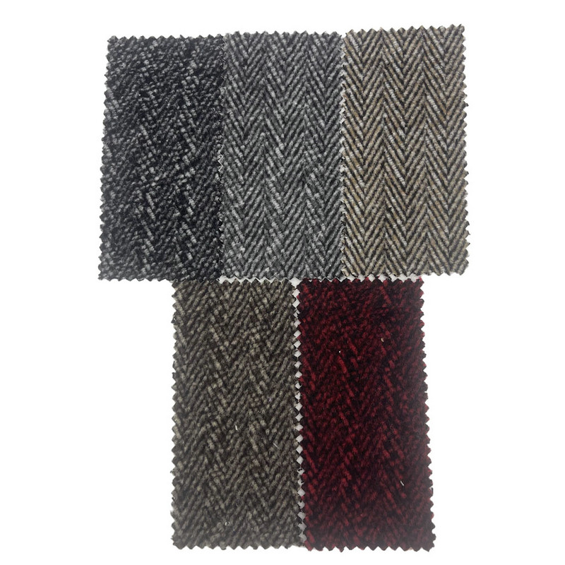 فرشاة متعرجة من الصوف الأسود والأحمر أقمشة تويد سميكة للملابس 4298